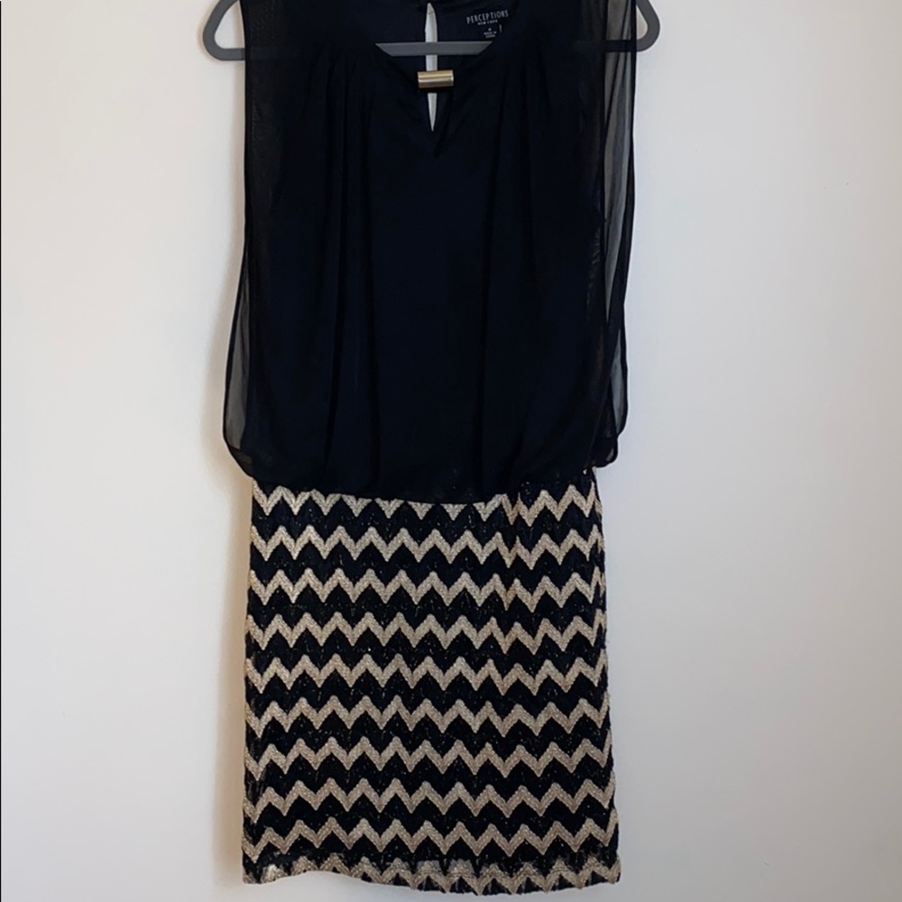 Black and Gold Mini Dress Size 8